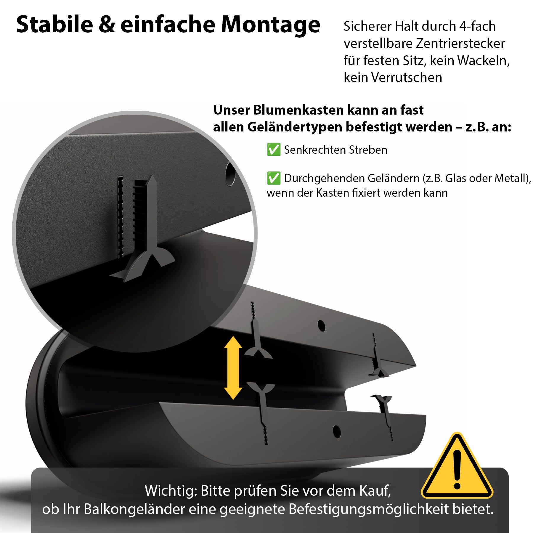 2 Stück Blumenkasten Balkon für alle Geländer 60 cm 2