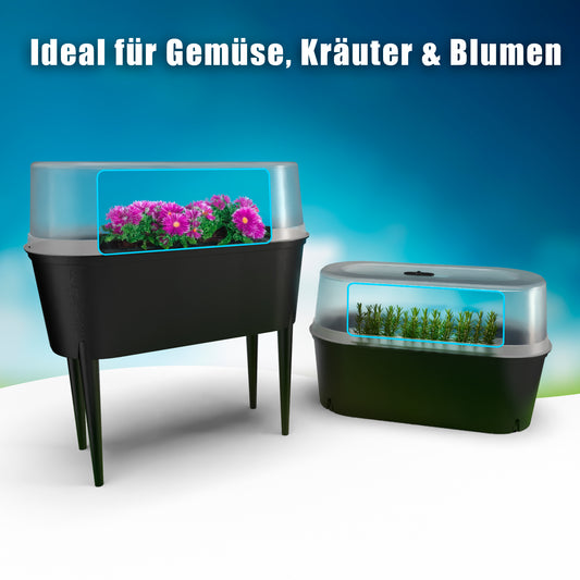 BigDean Hochbeet Balkon mit Abdeckung aus robustem Kunststoff abnehmbare Beine image 2