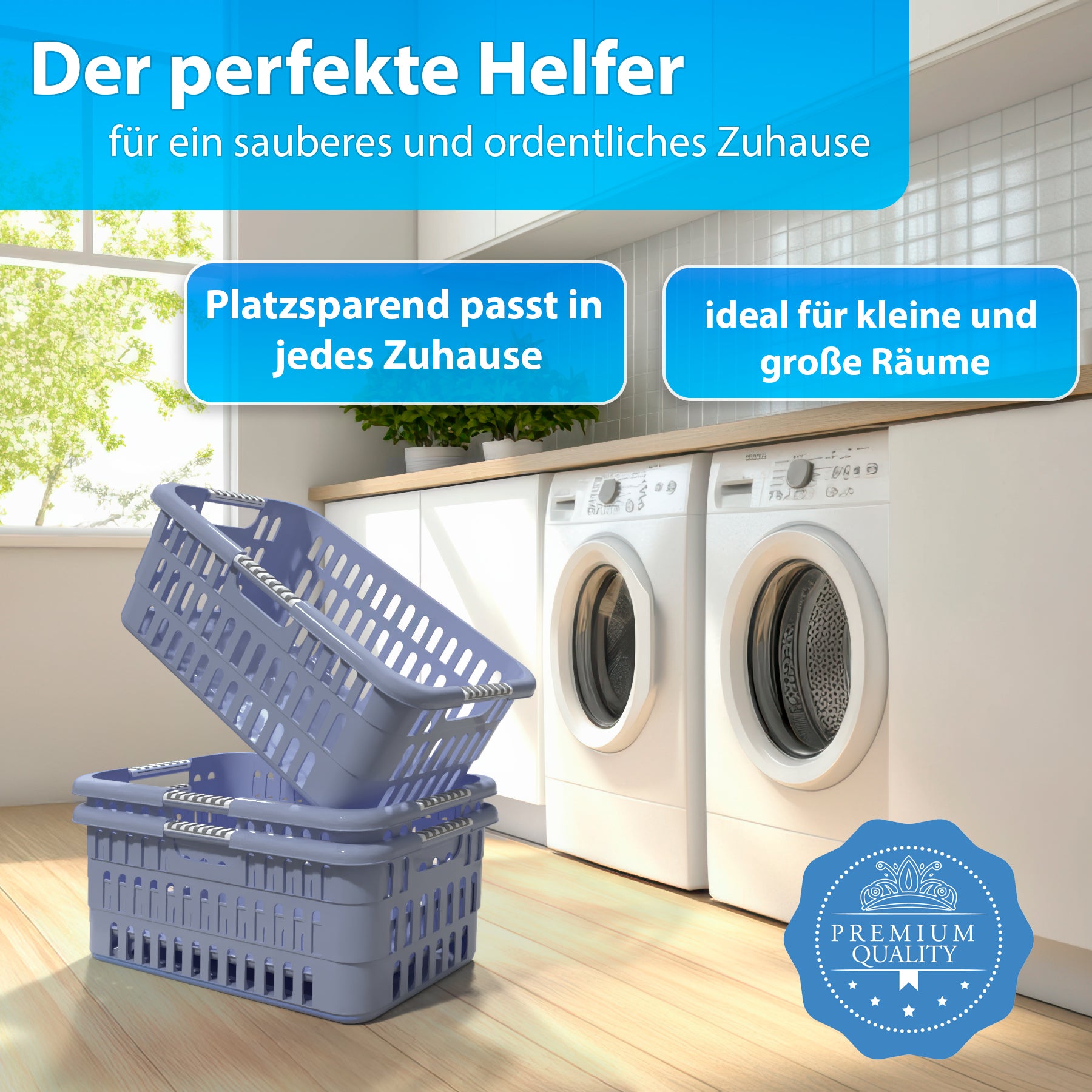 2 Stück Wäschekorb 40 L mit Softgriffen 5