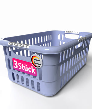 3 Stück Wäschekorb 40 L mit Softgriffen