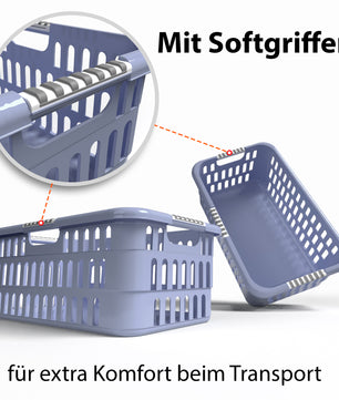 3 Stück Wäschekorb 40 L mit Softgriffen 4