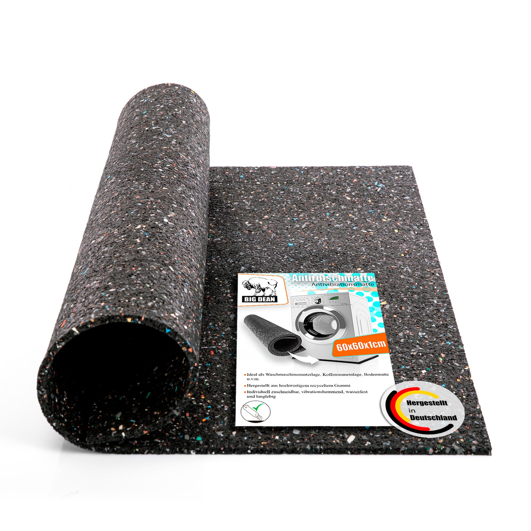 Antivibrationsmatte 60x60 cm – zuschneidbare Gummimatte – Dämmmatte 1cm Höhe
