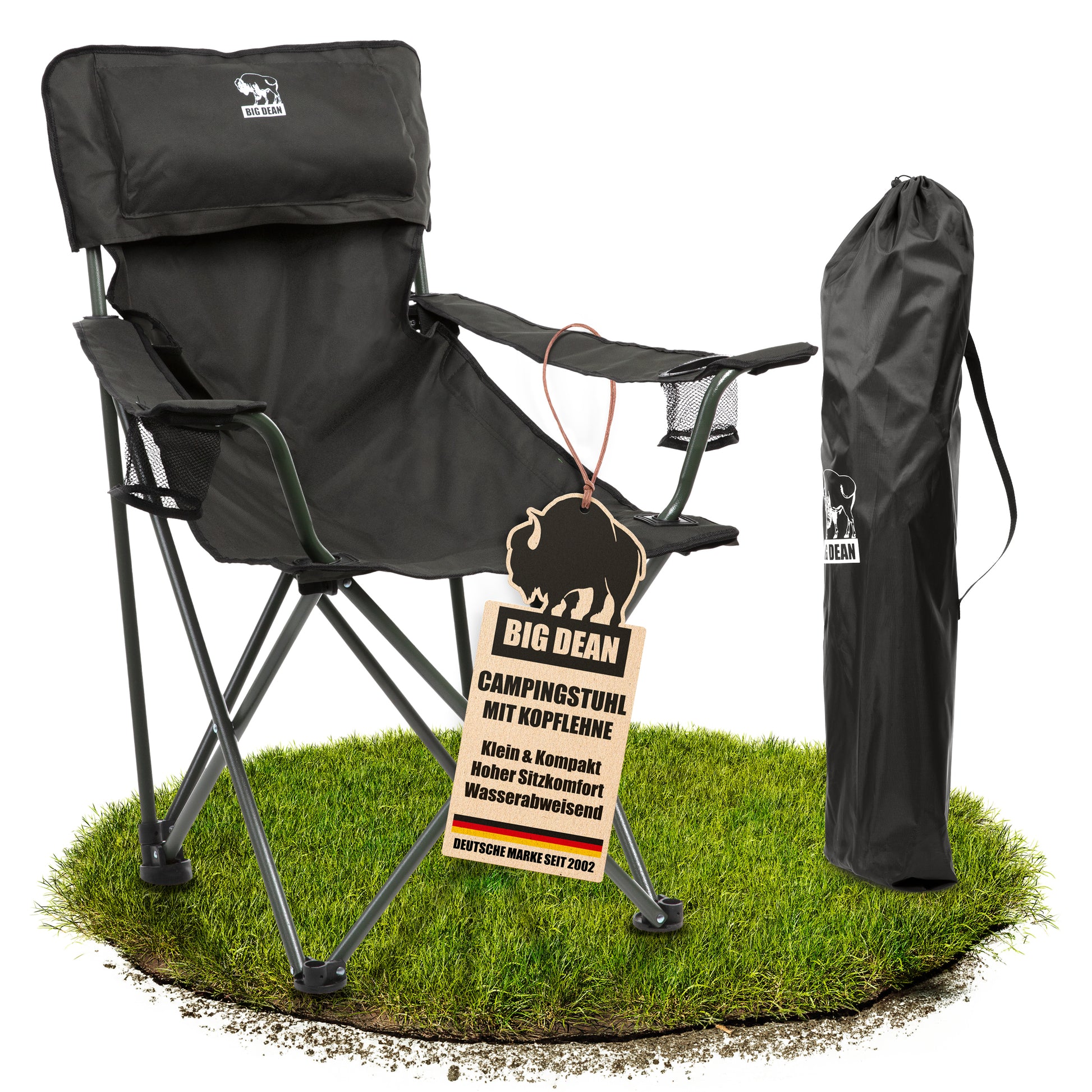 A BigDean Luxus Campingstuhl Faltbar Extra groß  150 KG Belastbar, Stabil und bequem