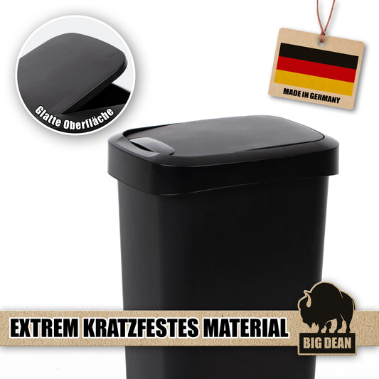BigDean Mülleimer 50 Liter Schwing & Klappdeckel schwarz Küche image 2