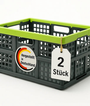 Klappbox faltbar & extrem stabil aus robustem Kunststoff in Anthrazit – Klappkorb ideal für Einkäufe und Transport – Einkaufskiste Made in Germany (2er Set)