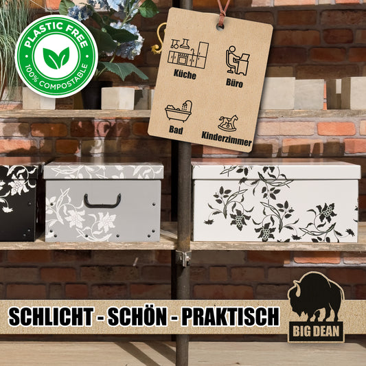 BigDean 3 Große Aufbewarhungsbox mit Deckel aus stabiler Pappe 45 Liter image 2