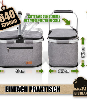Thermo Einkaufskorb 22L hält bis zu 5 Stunden kühl - robuster Kühlkorb & Picknickkorb - BigDean 3