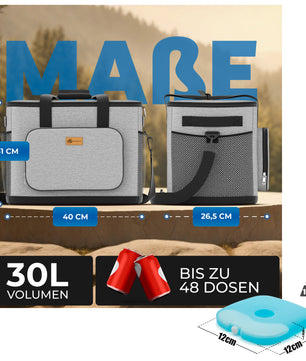 Kühltasche groß 30L + 6 Mini Kühlakkus – perfekt als Picknicktasche & Lunchtasche 3