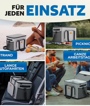 Kühltasche groß 30L + 6 Mini Kühlakkus – perfekt als Picknicktasche & Lunchtasche 5