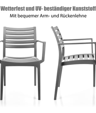 BigDean 2er Set Gartenstuhl Capri in Grau – stapelbarer Campingstuhl belastbar bis 160kg – wetterfes 4