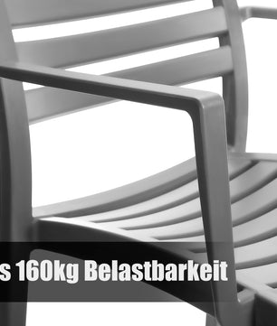 BigDean 2er Set Gartenstuhl Capri in Grau – stapelbarer Campingstuhl belastbar bis 160kg – wetterfes 6