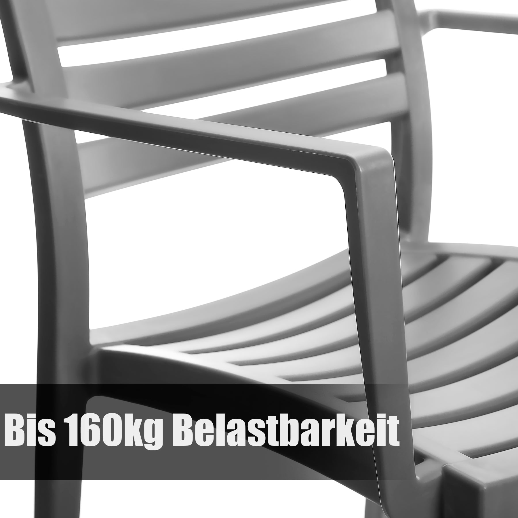 BigDean 2er Set Gartenstuhl Capri in Grau – stapelbarer Campingstuhl belastbar bis 160kg – wetterfes 6