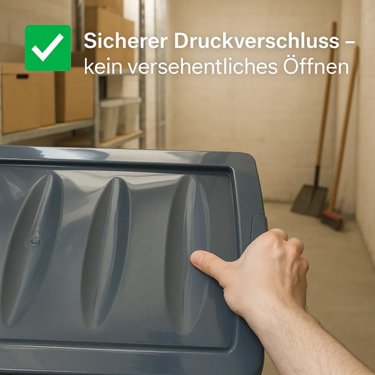 BigDean 3x 60 L Aufbewahrungsbox mit Deckel groß Budget Line Plastikbox mit Deckel image 2