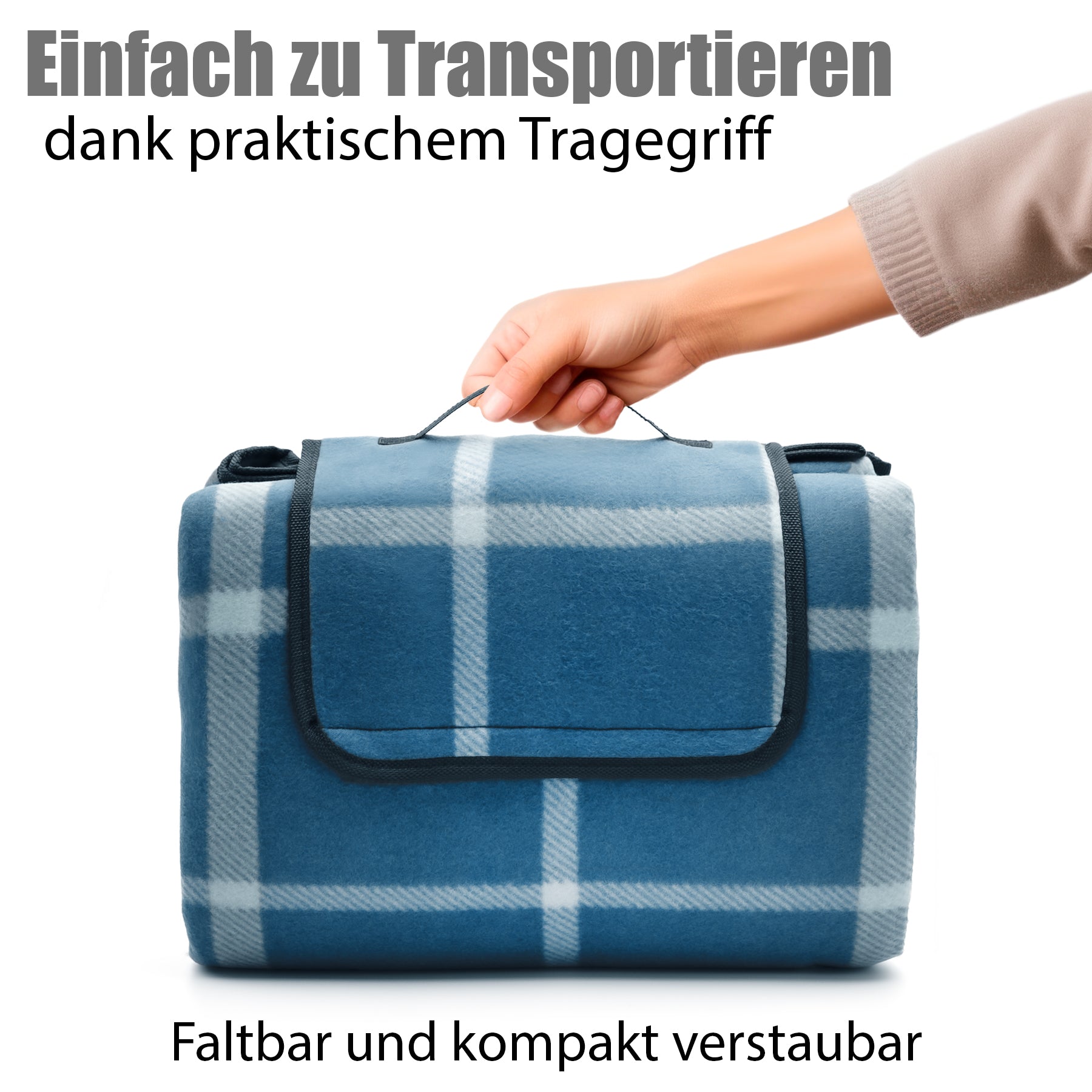 Picknickdecke 200x200 cm wasserabweisend Karo Design Hell – Picknickdecke XXL 2