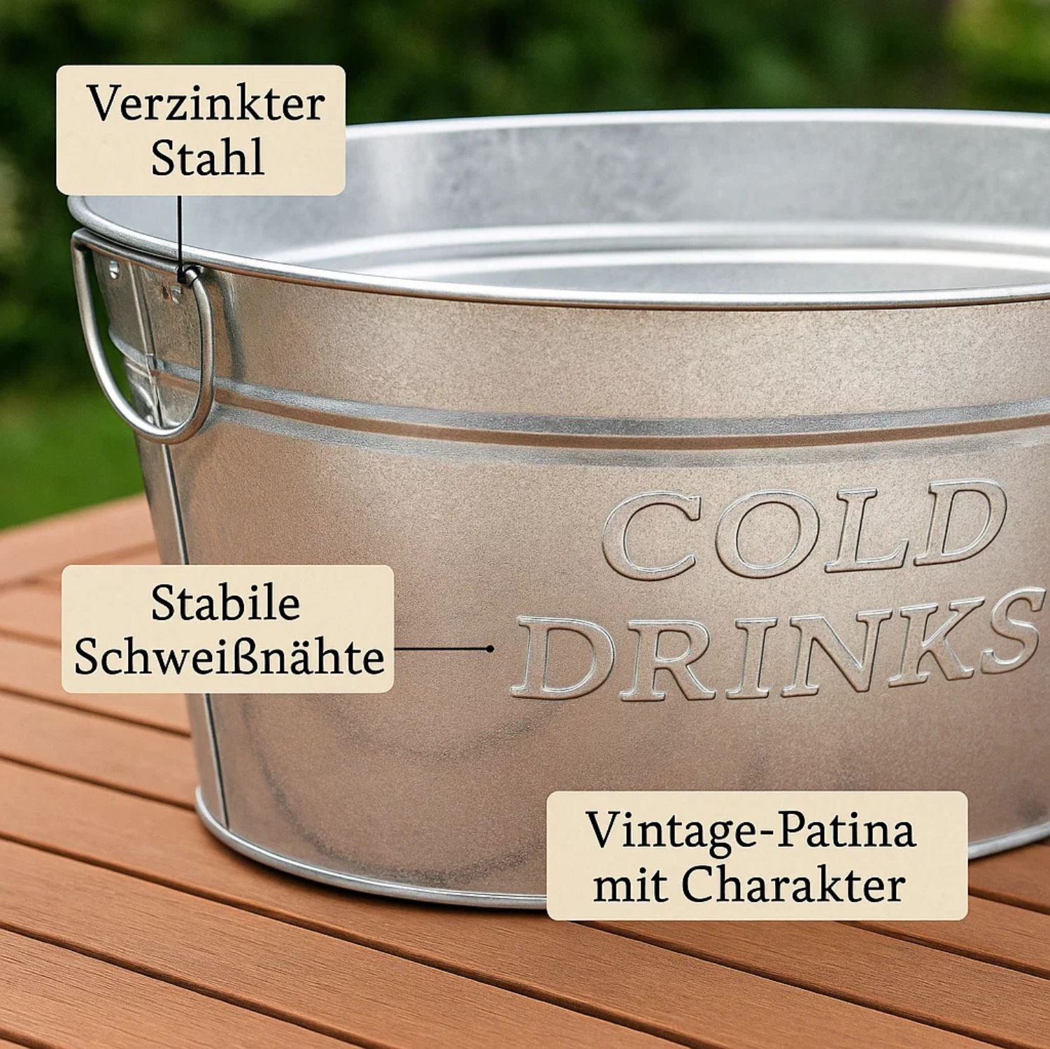 XL Getränkekühler mit Henkel 24 Liter - Zinkwanne wasserdicht - Großer Champagner- & Sektkühler 3