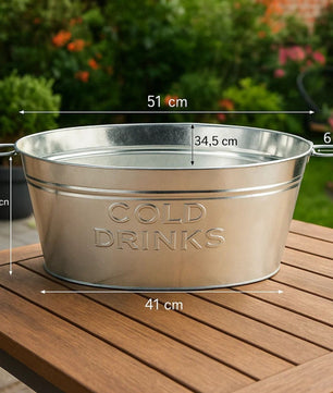 XL Getränkekühler mit Henkel 24 Liter - Zinkwanne wasserdicht - Großer Champagner- & Sektkühler 4