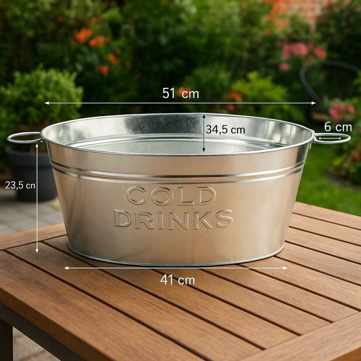 XL Getränkekühler mit Henkel 24 Liter - Zinkwanne wasserdicht - Großer Champagner- & Sektkühler 4