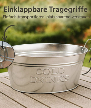 XL Getränkekühler mit Henkel 24 Liter - Zinkwanne wasserdicht - Großer Champagner- & Sektkühler 5
