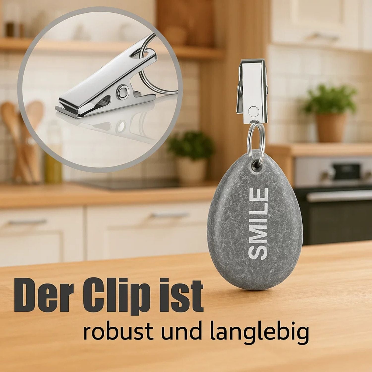 8 Stück Tischdeckenbeschwerer aus Naturstein – mit robustem Clip zum befestigen 3