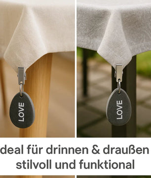 8 Stück Tischdeckenbeschwerer aus Naturstein – mit robustem Clip zum befestigen 6