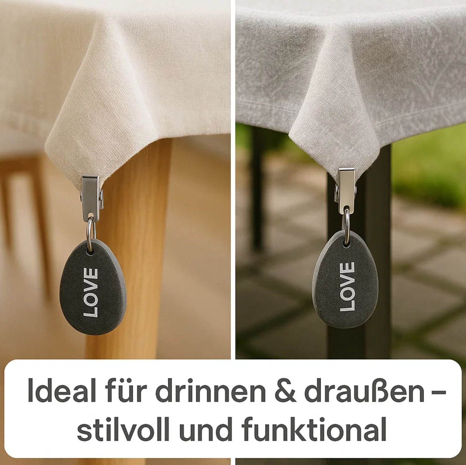 8 Stück Tischdeckenbeschwerer aus Naturstein – mit robustem Clip zum befestigen 6