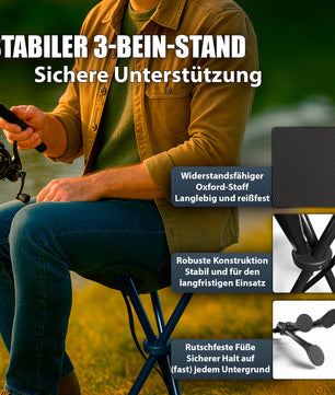 Campinghocker faltbar & ultraleicht - robuster Dreibeinhocker tragbarer Klapphocker 2