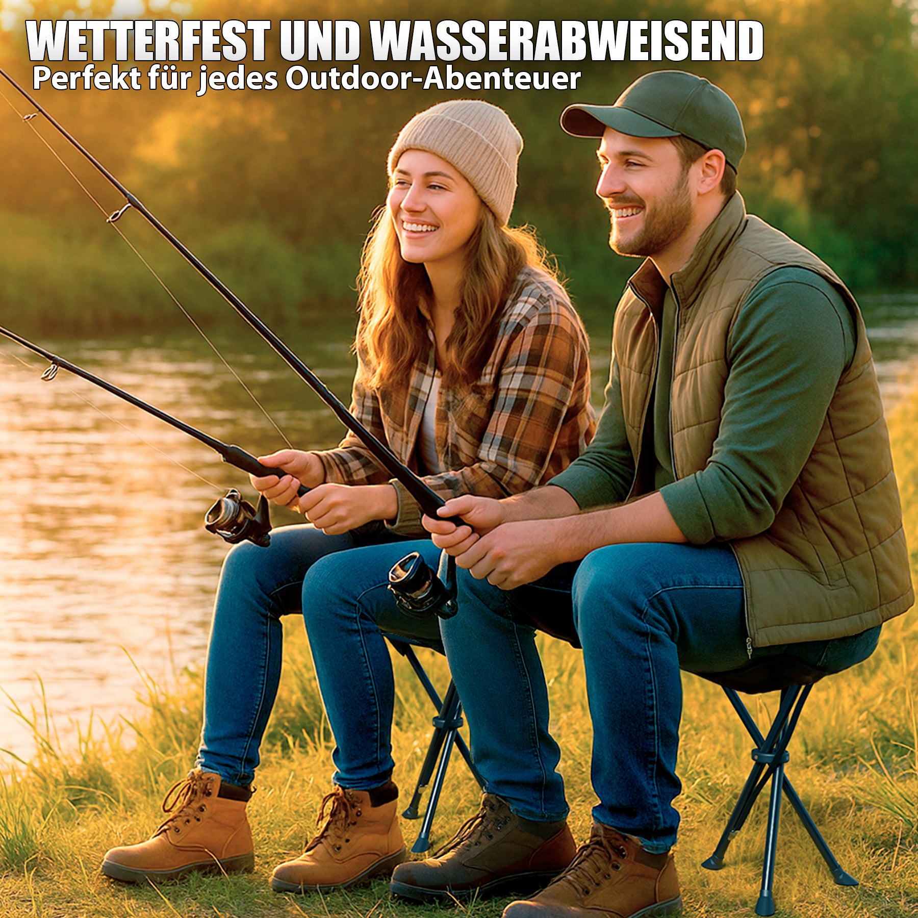 Campinghocker faltbar & ultraleicht - robuster Dreibeinhocker tragbarer Klapphocker 4