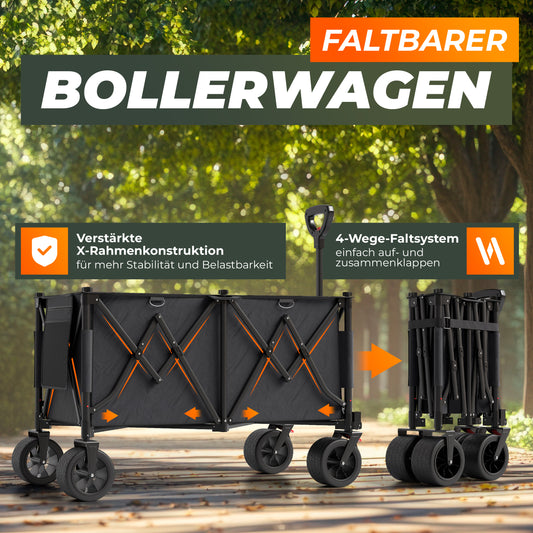 Premium XXL Bollerwagen faltbar 260L 150kg belastbar robuster Bollerwagen für jedes Gelände  2