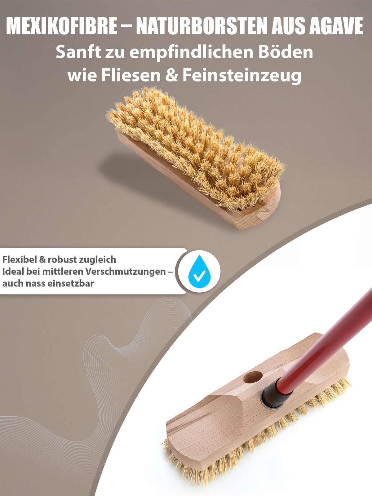 2 Stück Schrubber mit Stiel der Schrubber für Terasse Balkon Garten Innen- Außenbereich image 4