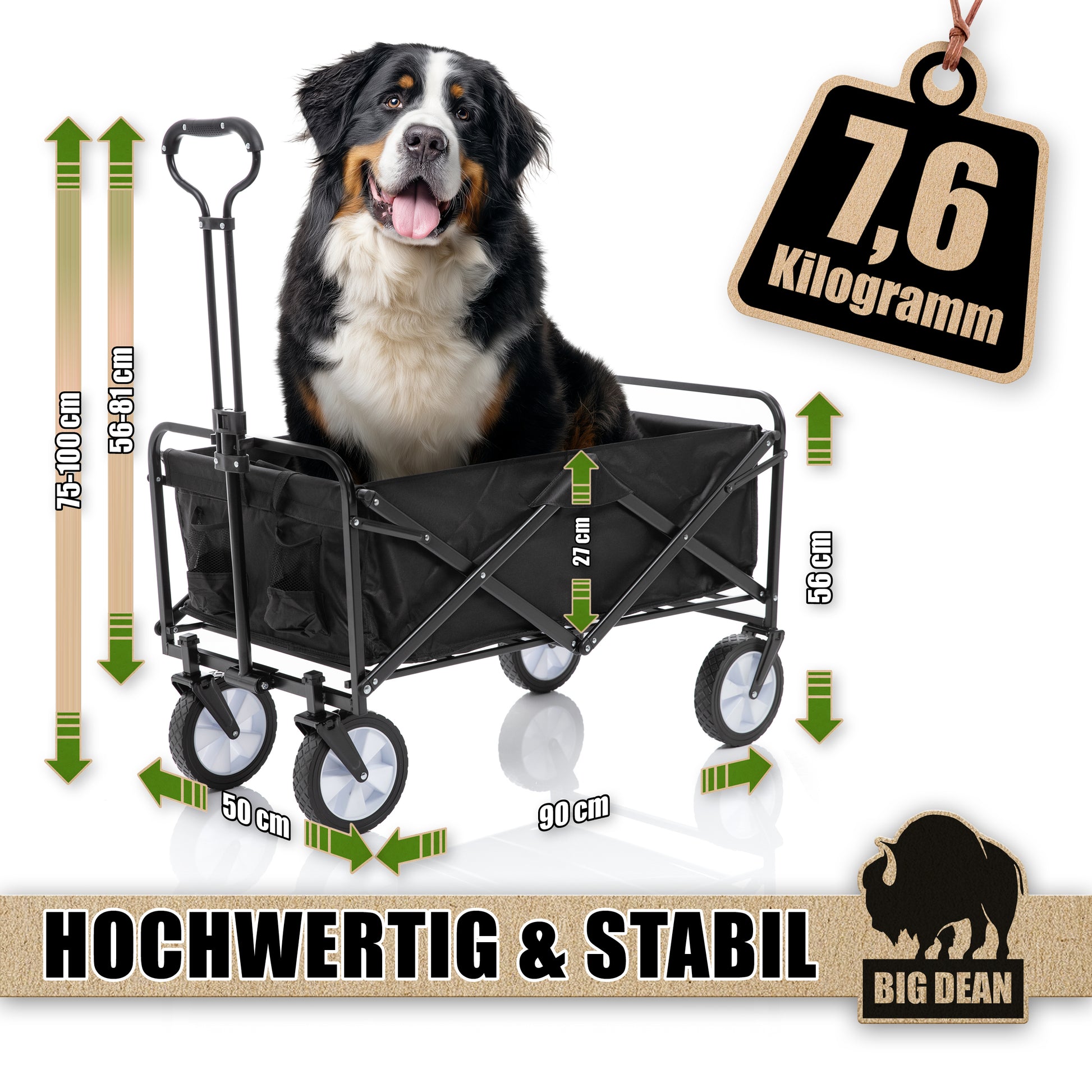 Bollerwagen faltbar 100kg belastbar 105L robuster Bollerwagen von BigDean 3
