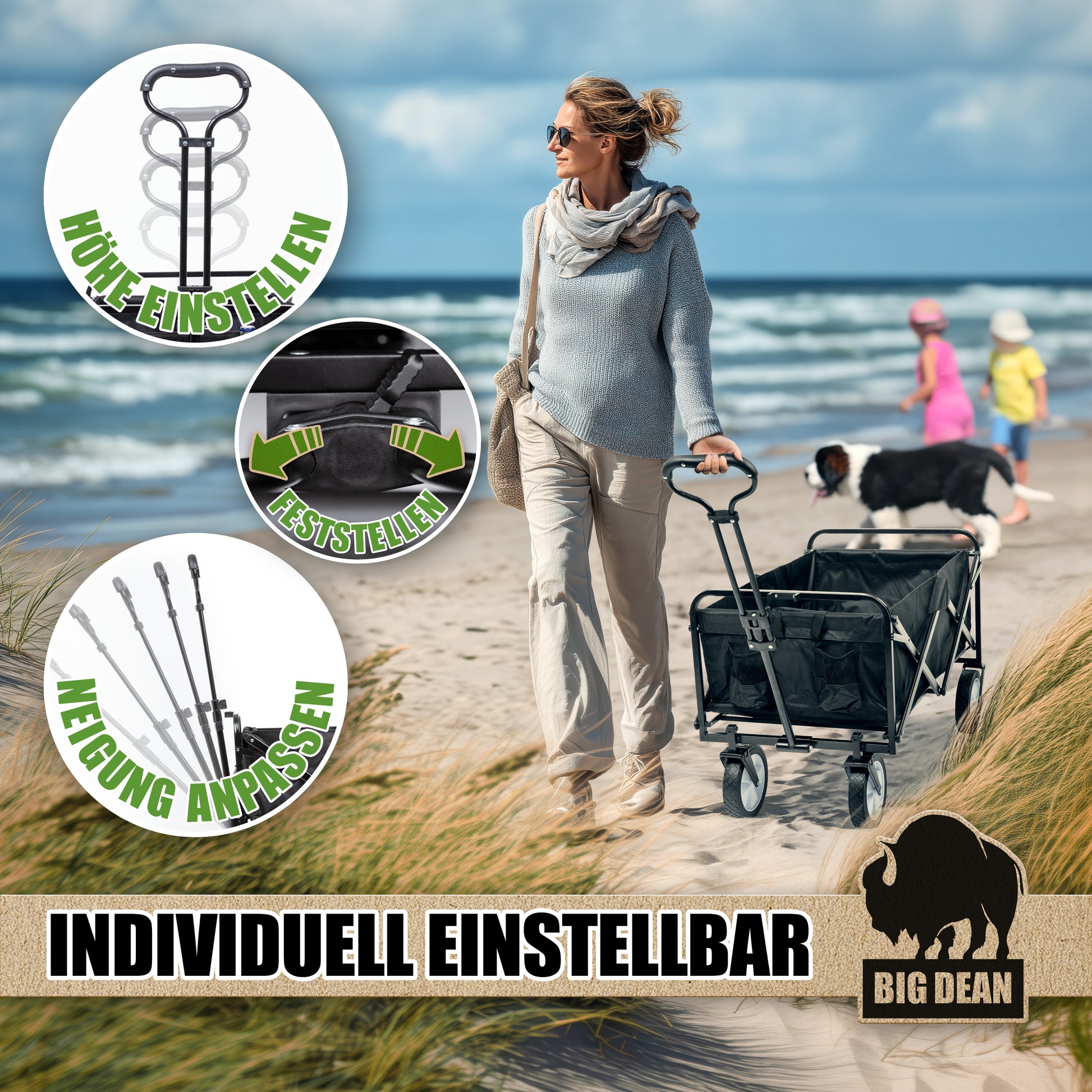 Bollerwagen faltbar 100kg belastbar 105L robuster Bollerwagen von BigDean 4