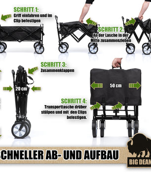 Bollerwagen faltbar 100kg belastbar 105L robuster Bollerwagen von BigDean 5