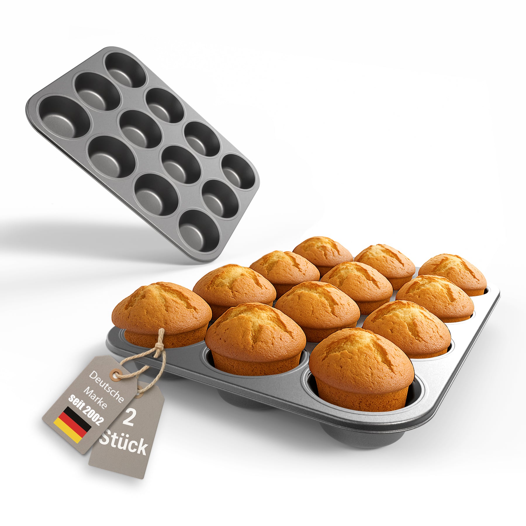 BigDean 2er Set Muffin Backform antihaftbeschichtet Muffinform Muffinblech aus Carbonstahl 
