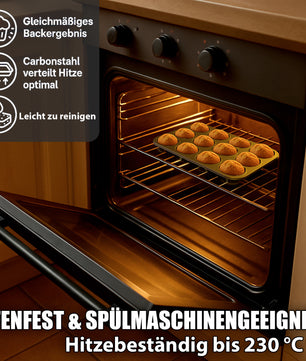 BigDean 2er Set Muffin Backform antihaftbeschichtet Muffinform Muffinblech aus Carbonstahl  2