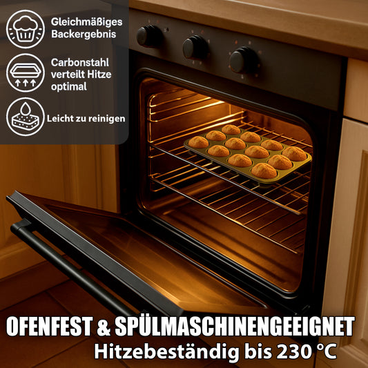 BigDean 2er Set Muffin Backform antihaftbeschichtet Muffinform Muffinblech aus Carbonstahl  2