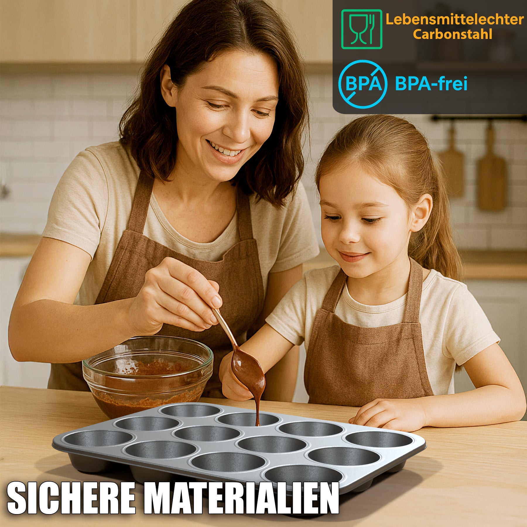 BigDean 2er Set Muffin Backform antihaftbeschichtet Muffinform Muffinblech aus Carbonstahl  4
