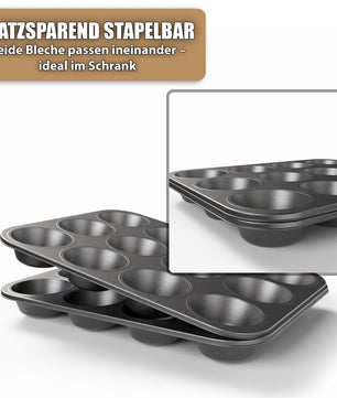 BigDean 2er Set Muffin Backform antihaftbeschichtet Muffinform Muffinblech aus Carbonstahl  5