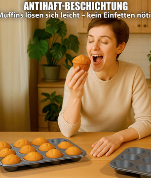 BigDean 2er Set Muffin Backform antihaftbeschichtet Muffinform Muffinblech aus Carbonstahl  6