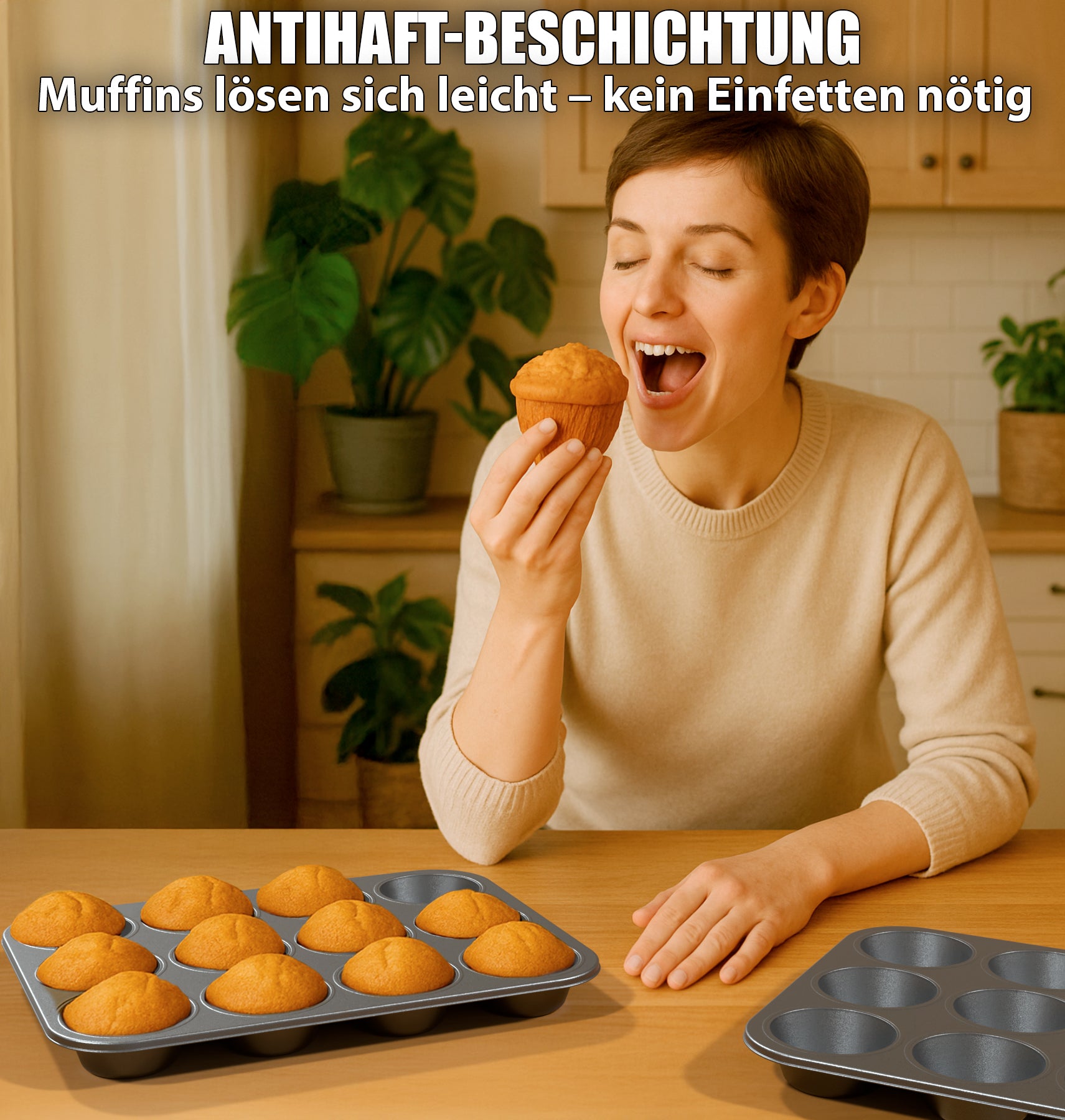 BigDean 2er Set Muffin Backform antihaftbeschichtet Muffinform Muffinblech aus Carbonstahl  6