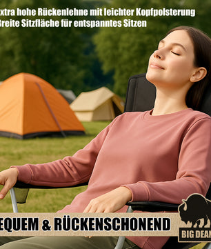 2er Set Campingstuhl extra hohe Lehne 150kg belastbar Campingstuhl faltbar Angelstuhl Campingstühle 5