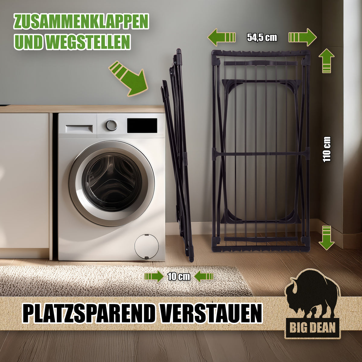 BigDean Wäscheständer ausziehbar 20m - Wäscheständer XXL - Wäscheständer schwarz – Wäscheständer  stabil image 6