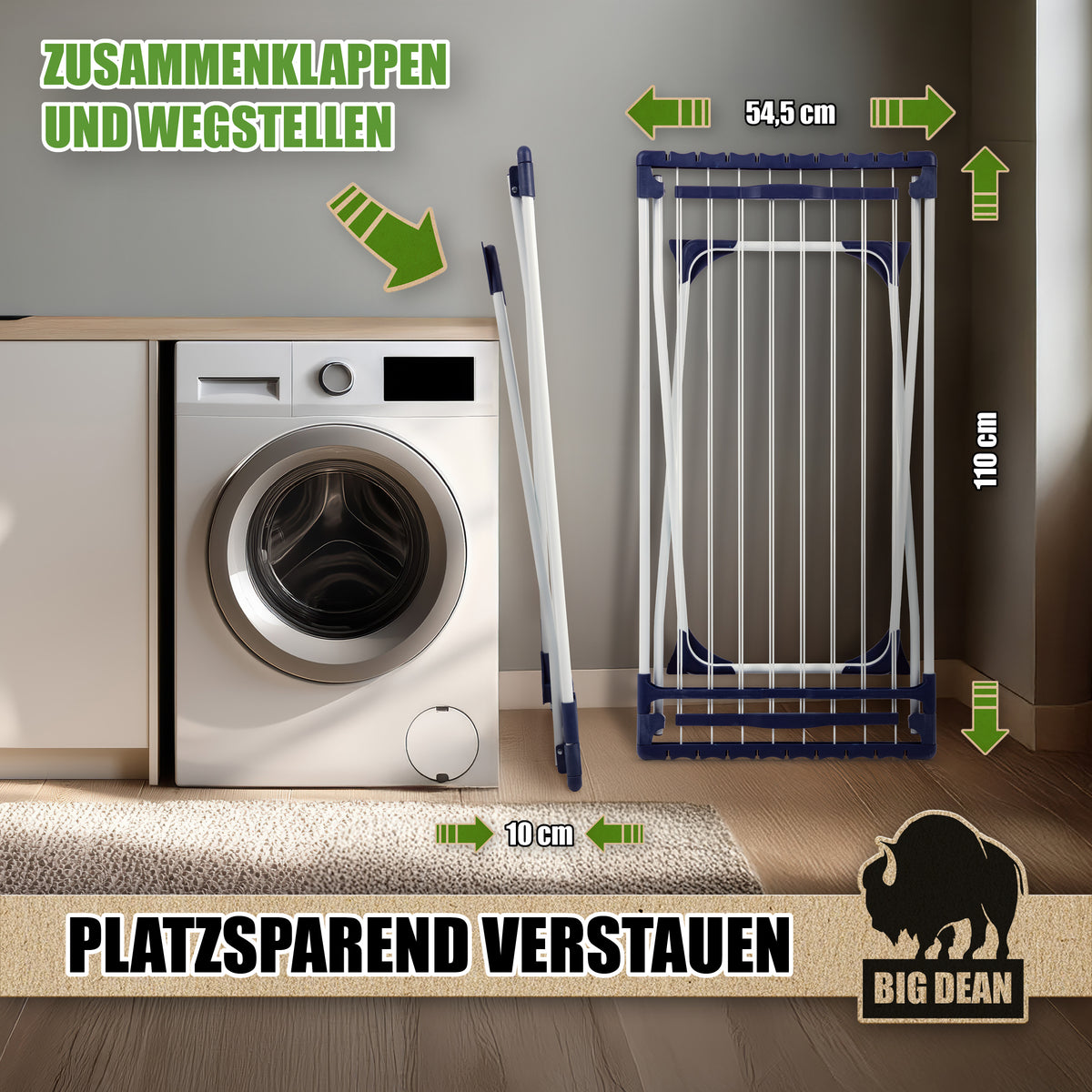 BigDean Wäscheständer ausziehbar 20m - Wäscheständer XXL - Wäscheständer weiß – Wäscheständer  stabil image 6