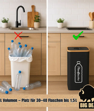 BigDean Pfandflaschen Sammelbehälter 100L inkl. Tragetasche - Flaschensammler Leergut 4