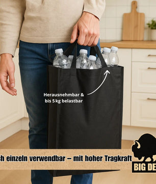 BigDean Pfandflaschen Sammelbehälter 100L inkl. Tragetasche - Flaschensammler Leergut 5