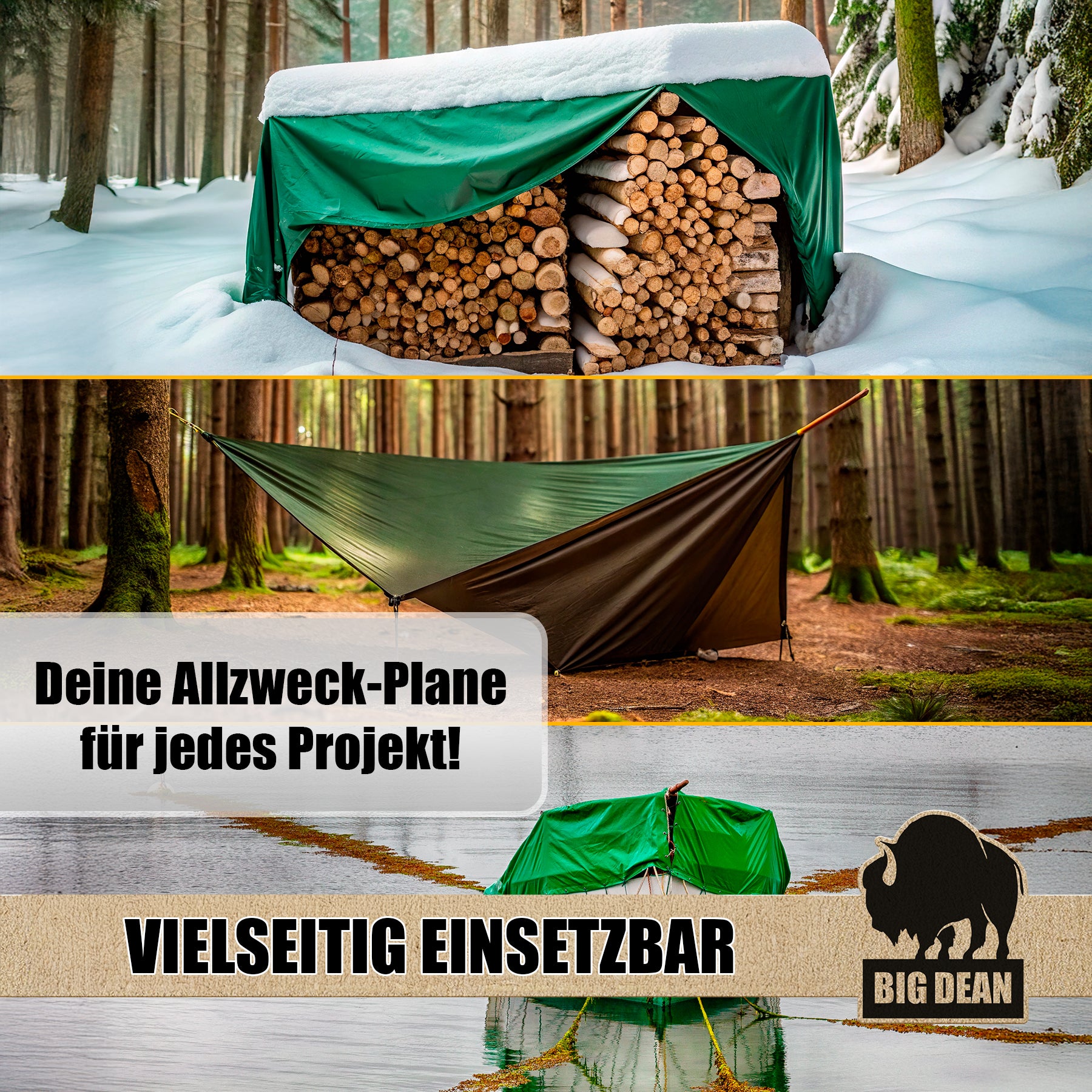 BigDean Abdeckplane wasserdicht 4x6m 150g/m² - Ultra reißfeste Gewebeplane 5