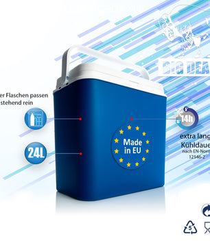 Kühlbox 24 Liter blau/weiß - Isolierbox mit bis zu 14 Std. Kühlung - Kühltasche für unterwegs 2