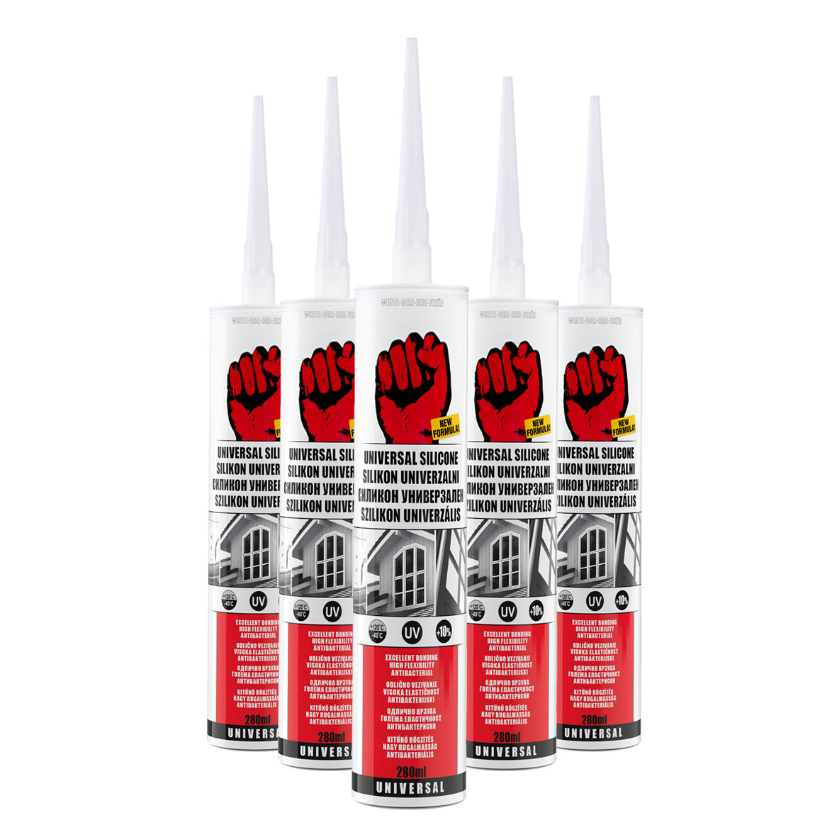 5x Universal Silikon weiß Kartusche 280 ml Silikondichtmasse