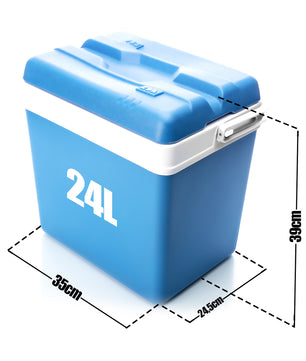 Kühlbox 24 Liter mit Schnellverschluss blau weiß - Bis zu 11 Std. Kühlung - Thermobox aus Kunststoff 2