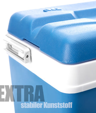 Kühlbox 24 Liter mit Schnellverschluss blau weiß - Bis zu 11 Std. Kühlung - Thermobox aus Kunststoff 3