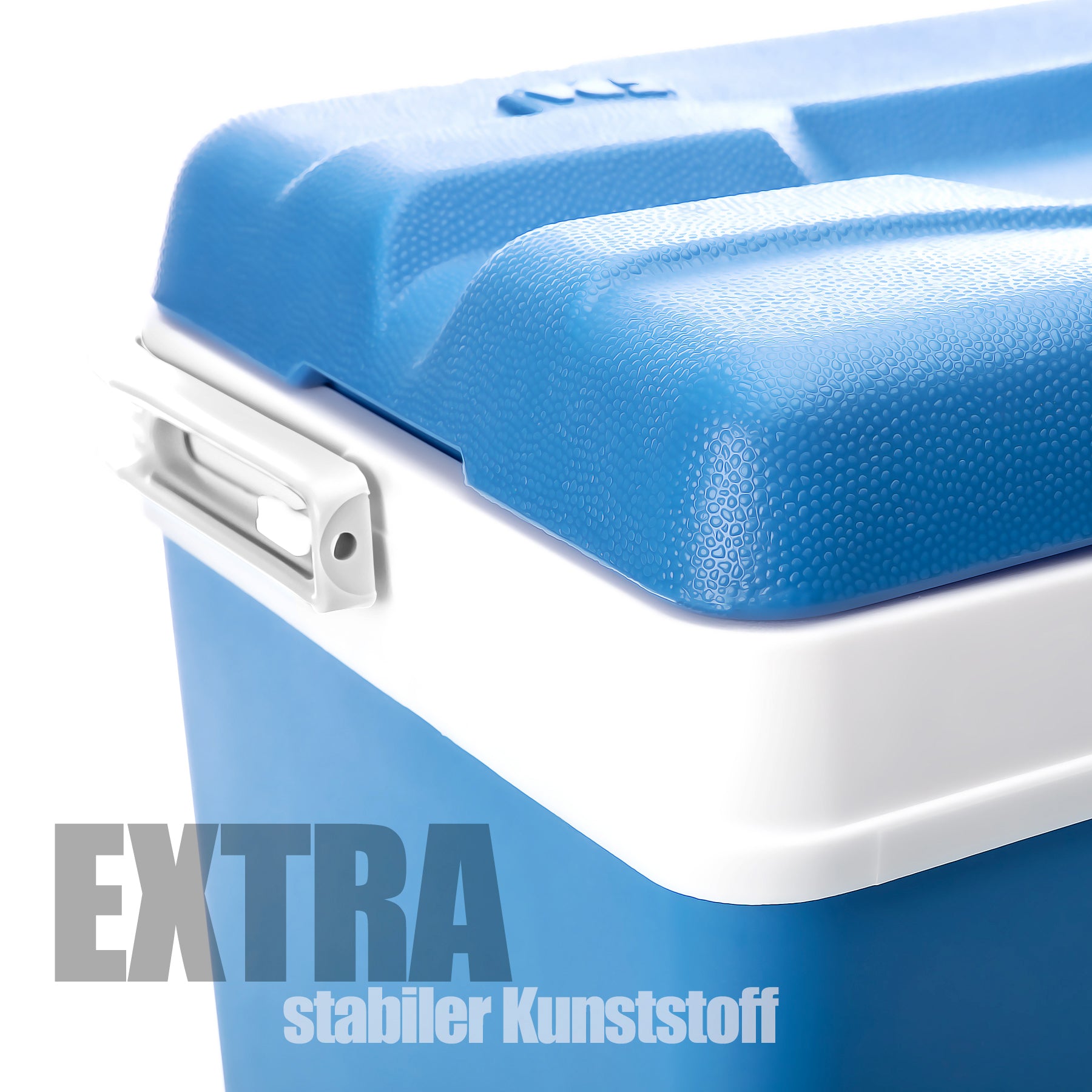 Kühlbox 24 Liter mit Schnellverschluss blau weiß - Bis zu 11 Std. Kühlung - Thermobox aus Kunststoff 3